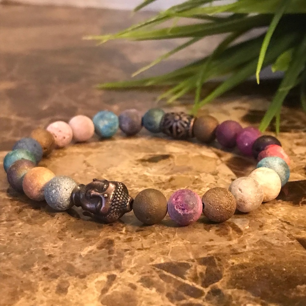 New Men’s Trendy Colorful Natural Stone Beaded Bracelet - Picture 3 of 7